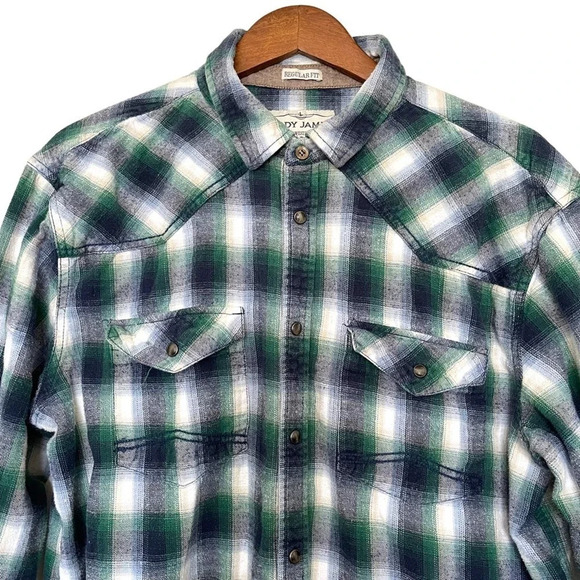 Cody James Regular Fit Pearl Snap Button Plaid Western Shirt Size Large - Picture 5 of 7
